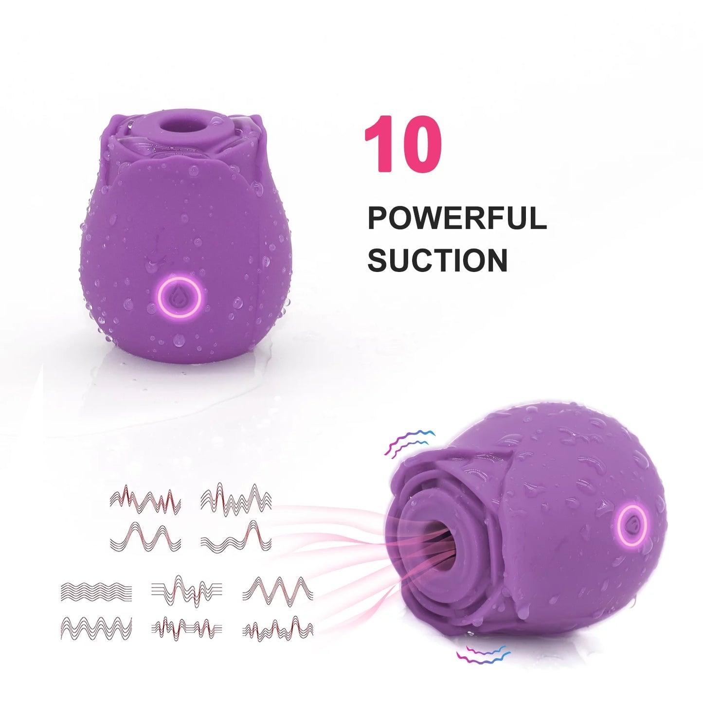 Rose Toy Vibrator and Adult Sex Toys for Women Pleasure 10 Vibrating (Purple)